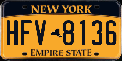 NY license plate HFV8136