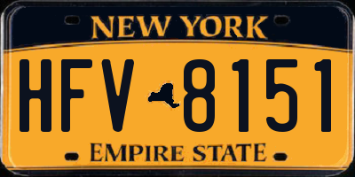 NY license plate HFV8151