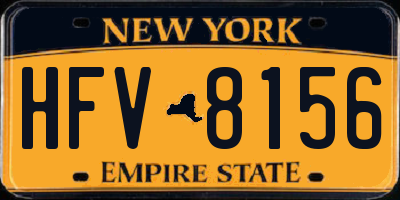 NY license plate HFV8156