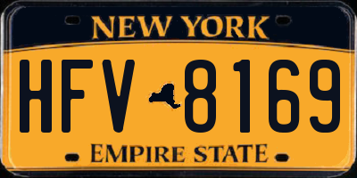 NY license plate HFV8169
