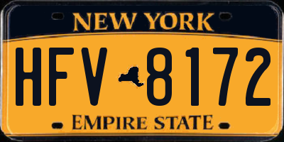 NY license plate HFV8172