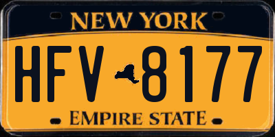 NY license plate HFV8177