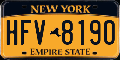 NY license plate HFV8190