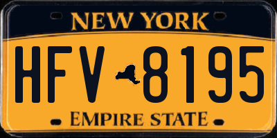 NY license plate HFV8195