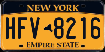 NY license plate HFV8216