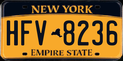 NY license plate HFV8236