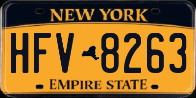 NY license plate HFV8263