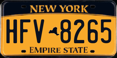 NY license plate HFV8265