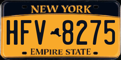 NY license plate HFV8275