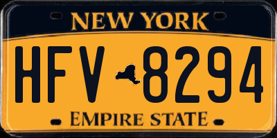 NY license plate HFV8294