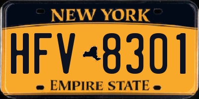 NY license plate HFV8301