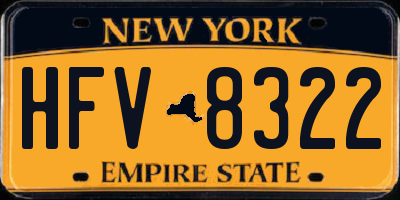 NY license plate HFV8322
