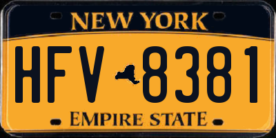 NY license plate HFV8381