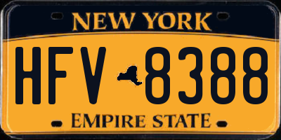NY license plate HFV8388