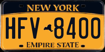NY license plate HFV8400