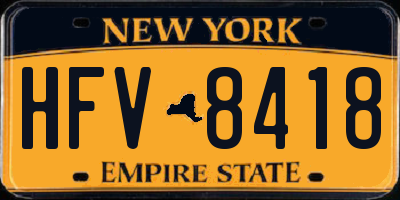 NY license plate HFV8418