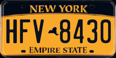 NY license plate HFV8430
