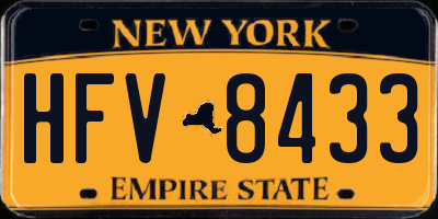 NY license plate HFV8433