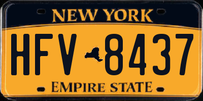 NY license plate HFV8437