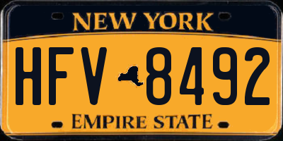 NY license plate HFV8492