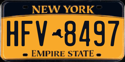 NY license plate HFV8497