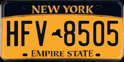 NY license plate HFV8505