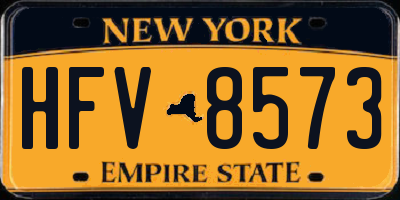 NY license plate HFV8573