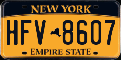 NY license plate HFV8607