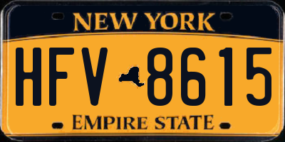 NY license plate HFV8615