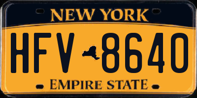 NY license plate HFV8640