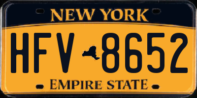 NY license plate HFV8652