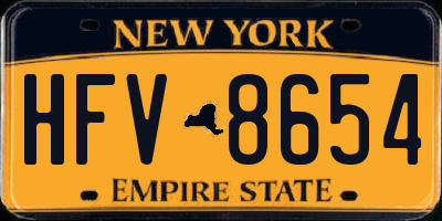 NY license plate HFV8654