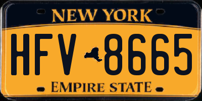 NY license plate HFV8665
