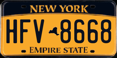 NY license plate HFV8668
