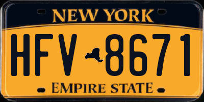 NY license plate HFV8671