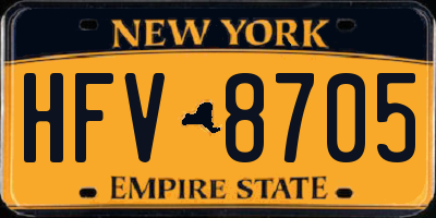 NY license plate HFV8705