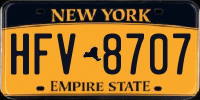 NY license plate HFV8707