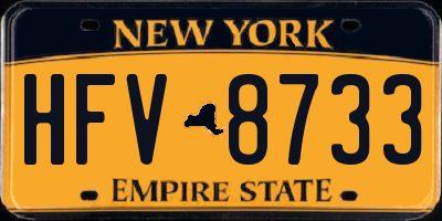 NY license plate HFV8733