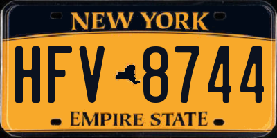 NY license plate HFV8744