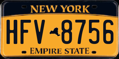 NY license plate HFV8756
