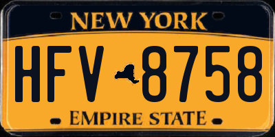 NY license plate HFV8758
