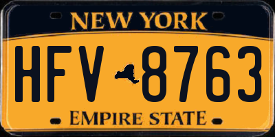 NY license plate HFV8763
