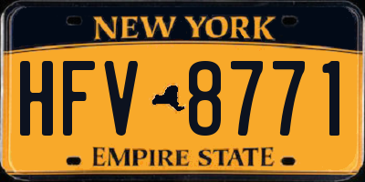 NY license plate HFV8771