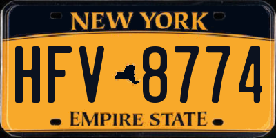 NY license plate HFV8774