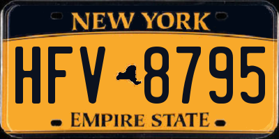 NY license plate HFV8795