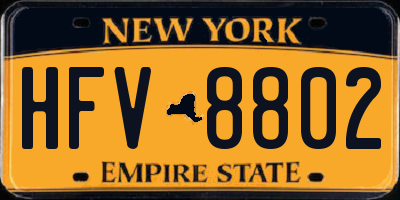 NY license plate HFV8802