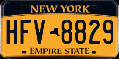 NY license plate HFV8829