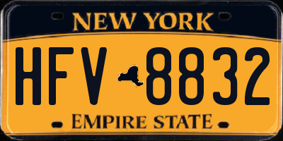 NY license plate HFV8832