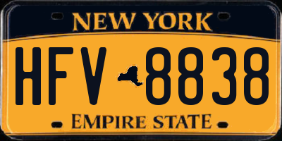 NY license plate HFV8838
