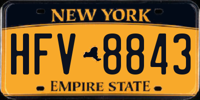 NY license plate HFV8843